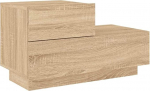 vidaXL Bedside Table, Bedside Table with LED Lights, Side Table, Bedside Table with Storage Space, Chest of Drawers, Bedside Table, Bedroom, Sonoma Oak