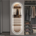 Valgustusega vannitoa peegel, 150 x 40 cm peegel koos valgustusega, ovaalne LED-peegel, kolmev&auml;rviline seinapeegel, uduvastane, karastatud klaasist