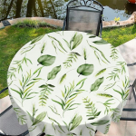 P&uuml;hkige puhas laudlina &uuml;mmargune 48 tolli (120 x 120 cm), aia laudlina roheliste lehtedega motiiviga, dekoratiivne lauakaunistus k&ouml;&ouml;ki, s&ouml;&ouml;gituppa, v&auml;listingimustes kasutatav laudlina, ilmastikukindel