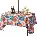 Eternal Beauty Ristk&uuml;likukujuline veekindel laudlina siseruumide jaoks Outdoor Patio Garden koos vihmavarju augu ja t&otilde;mblukuga (Orange Flower)