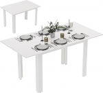 HOMCOM pikendatav s&ouml;&ouml;gilaud, 120-160 x 80 cm, k&ouml;&ouml;gilaud 4-6 inimesele, kaasaegne s&ouml;&ouml;gilaud k&ouml;&ouml;ki, s&ouml;&ouml;gituppa, k&otilde;rgl&auml;ikega valge laud.
