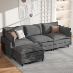 APICIZON Diivan magamisfunktsiooniga, Cloud Diivan, L-kujuline diivan, nurgadiivan 275 x 132 x 80 cm, diivanid XXL, elutoa n&ouml;&ouml;rdiivan, ajakirja hoiukott, hall