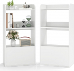 HOMASIS raamaturiiul 3 tasandiga ja sahtlitega, puidust seisev riiul, avatud seisev riiul, raamaturiiul, arhiiviriiul, hoiuriiul, kallutusvastane riiul elutuppa, kontorisse, k&ouml;&ouml;ki, 55 x 29 x 105 cm (valge)