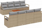 9-teiliges Garten Sofa Set mit Kissen beige Poly Rattan Akazie Gartenlounge Model3347679