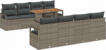 9-osaline aia diivan komplekt padjaga Grey Poly Rattan Akaatsia, 2-kohaline aia diivan padjaga Grey Poly Rattan Garden Lounge Model3349684