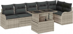 7-teiliges Garten Sofa Set mit Kissen Hellgrau Poly Rattan, 2-Sitzer Garten Sofa mit Kissen Hellgrau Poly Rattan Gartenlounge Model3348478