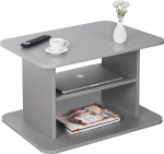 RICOO kohvilaud koos hoiuruumiga, elutoa laud diivanile, hall, 69 x 45 x 50 cm, puit, plaatina hall