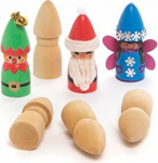 Baker Ross FC225 Puidust j&otilde;ulutolvid v&auml;rvimiseks - 8 tk, puidust figuurid lastele, puidust k&auml;sit&ouml;&ouml; ja kaunistamiseks, j&otilde;ulukaunistused DIY jaoks