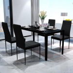 Tidyard 5-Piece Dining Table Set, Kitchen Furniture Set, Dining Chair and Dining Table with 4 Chairs, Black