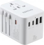 EPICKA reisiadapter kogu maailmas, GaN universaalne reisipistik 70W PD kiirlaadija, reisiadapter 3 USB-C, 2 USB-A, rahvusvaheline pistikupesa adapter DE USA UK Jaapan Tai valge