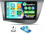 SIXTOP 6G+128G 8-tuumaline Android 15 autoraadio Seat Leon 2005-2012, 9-tolline puuteekraaniga raadio koos traadita Carplay Android autode peeglilinkiga WiFi BT GPS FM RDS EQ DSP + tagurduskaamera