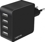 LogiLink PA0336 USB-laadija/pistikupesa adapter, 4 x USB-A, 24 W, 5-kohaline seadme kaitsega
