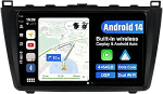 Android 14 autoraadio Mazda 6 Rui Wing (2007-2012) - 4G + 64G - Traadita CarPlay Android auto - LED kaamera + MIC - IPS 9-tolline 2 DIN - rooliratta juhtimine Dual Band WiFi DAB 360-CAM