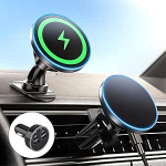 Magsafe autokinnitus koos adapteriga Tugev magnetiline j&otilde;ud 15 W mobiiltelefoni hoidja auto koos laadimisfunktsiooniga Magnetiline juhtmevaba laadija auto ventilatsioon / armatuurlaud iPhone 16 15 14 14 13 12 Pro Max jaoks