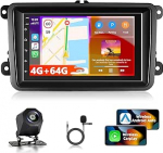 4+64G Carplay autoraadio VW Passat B6 T5 Golf 5 6 Polo 6R Tiguan T5 Jetta Seat Skoda, Android Car Stereo GPS WiFi FM/RDS raadio SWC Bluetooth EQ USB Canbus + tagurduskaamera