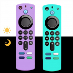 Silikon-Ersatz-Fernbedienung f&uuml;r 4K/HD-Streaming-Fernbedienung, rutschfest, waschbar, Schutz-Fernbedienung mit Umh&auml;ngeband, Blau und Lila, 2 St&uuml;ck