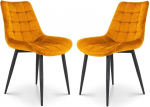 Kosmi - 2 Scandinavian Style Chairs with Upholstered Fabric Seat and Black Metal Legs