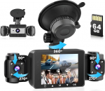 Inefala 4-kanaliline Dash Cam auto, 360 kraadine Dashcam FHD 1080Px4 eesmine tagumine sisemine vasak ja parem - Loop salvestamine, G-sensor, &ouml;ine n&auml;gemine, parkimise j&auml;lgimine, tagavara assistent koos 64GB SD kaardiga