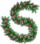 Pidulik j&otilde;ulup&auml;rg m&auml;nnikoonuste ja punaste marjadega kunstlik kuusep&auml;rg rohelise dekoratiivse uksep&auml;rgiga j&otilde;uludeks