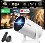 Mini projektor toetab 4K 1080P 2026 kaasaskantav projektor 5G WiFi 6 ja BT 5.4 projektor V&auml;ike projektor automaatse trajektooriga 270&deg; p&ouml;&ouml;ramine TV Stick/USB/Laptop/HDMI/PC jaoks, valge