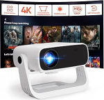 2026 Smart Projector, Full HD 1080P 4K toega, 25000 luumenit, integreeritud rakendused, 4D Keystone korrektsioon, kodukino 4K projektor, mis &uuml;hildub iOS/Android/PS5-ga.