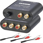 2 porti 1 sisend 2 v&auml;ljund / 2 sisend 1 v&auml;ljund kahesuunaline audio l&uuml;liti &uuml;hilduv RCA 3,5 mm &uuml;hendustega, 2 Way Stereo K L / R k&otilde;lar k&otilde;rvaklappide audio valija Splitter Box