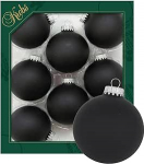 Dekohelden24 Lauschaer j&otilde;ulupuu kaunistuste komplekt 8 kuusepallidega, mattmustad, h&otilde;bedaste kroonidega, l&auml;bim&otilde;&otilde;t umbes 7 cm.