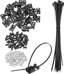 hankimise kaart 40tk 0.94" kaabli sidemete sadulakinnituste alus koos 8" kaabli sidemete ja M4 keermestuskruvide ja mutritega Traadi korraldaja hoidja klambrite komplekt mustaga