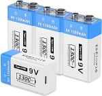 9 V laetavad liitiumpatareid, 1300 mAh 6F22 patareid suure mahutavusega suitsuanduritele, metallidetektoritele, mikrofonidele ja muule (4 tk)