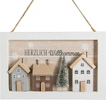Logbuch-Verlag Herzlich Willkommen Uksesilt J&otilde;ulud Puidust maja uksekaunistus J&otilde;ulukaunistus uks 23,5 cm