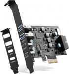 YEELIYA USB PCIe kaart 6 porti (2 t&uuml;&uuml;p A, 2 USB C, t&uuml;&uuml;p E (A Key), 19-pin 3.0 Header) PCI Express Adapter Hub Expansion Card 5 Gpbs for Desktop PC Windows XP/7/8/10