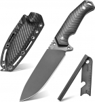 LOTHAR BAT Outdoor Knife Fixed Blade, 12 cm Full Tang Hunting Knife, D2 terasest, Bushcraft Knife G10 k&auml;epidemega & Fire Steel, Survival Knife koos Kydex tuppe, Tactical Knife, Fishing Knife