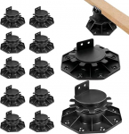 Pakett 12 kallutuslaagrit, reguleeritava k&otilde;rgusega, isetasanduv terrassiplaatide ja p&otilde;randalaudade jaoks, reguleeritavad terrassilaagrid (30-60 mm), aluskonstruktsioon paneelide jaoks, 550 kg kandev&otilde;ime, must