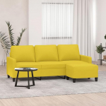 ZEYUAN 3201042 3-Seater Sofa with Stool, Light Yellow, 180 cm Fabric, Sofas & Couches, Sofa Living Room, Sofa for Teenager's Room, Relaxing Sofa, Sofa for Bedroom, Upholstered Sofa