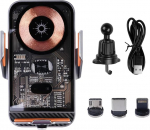 Sarini auto telefonihoidja auto traadita laadija 15W kiirlaadimine 360&deg; p&ouml;&ouml;rlev hoidja automaatse anduriga L&auml;bipaistev kest