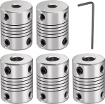 sourcing map 5pcs Aluminum Alloy Shaft Coupler 5mm to 7mm Flexible Coupling Motor Connector Stepper Motor Coupler for CNC Machine and 3D Printer (L25xD19)
