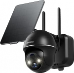 ZUMIMALL 2K p&auml;ikesepaneeliga v&auml;lisvalvekaamera, 355&deg;/120&deg; PTZ kaamera v&auml;ljas, PIR liikumistuvastus, v&auml;rviline &ouml;&ouml;n&auml;gemine, 2.4GHz WiFi, 2-suunaline heli, IP66 (must)