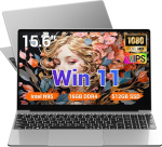 PC Portable 15.6 tolli, 16GB DDR4 512GB SSD TF 1TB, s&uuml;learvuti Win 11, N95 (kuni 3,4 GHz), 1920 x 1080 FHD, WiFi 5, USB 3.0, Gamer arvuti s&uuml;learvuti, klaver t&auml;ielik tagumine valgustus