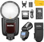 GODOX V1 Pro C V1Pro C &uuml;marpea v&auml;lklambi Canon kaamera v&auml;lgule, 2.4GHz TTL 1/8000 HSS, 1.3s taastumisaeg, 500 v&auml;lku t&auml;isv&otilde;imsusel, 2980mAh Li-ion aku