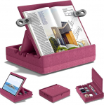 KDD Book Stand Voodipadi koos hoiuga, kokkupandav raamatuhoidja lugemisalus ja raamatupadi Lap Bed K&ouml;&ouml;gilaua lastele, Tablet Padi hoidja raamatule Tablet Mobiiltelefon E-Reader Book Accessories, Lilla