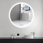 Valgustusega vannitoa peegel, &uuml;mmargune, 80 cm, LED-vannitoa peegel koos puutetundliku l&uuml;litiga, uduvastane, 3 pidevalt timmitavat valgusv&auml;rvi, IP65, HD karastatud klaas, topeltvalgusr&otilde;ngas