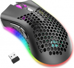 Bluetooth m&auml;nguhiir, Light Honeycomb hiir RGB taustavalgusega, reguleeritav DPI, Bluetooth 2.4 G juhtmeta laetav ergonoomiline optiline sensoriga hiir (Dual Mode-Must)