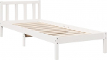 vidaXL t&auml;ispuidust voodi, puidust voodi koos peaplaadiga, liistudega raam, &uuml;heinimesevoodi magamistuppa, voodiraam, kaasaegne, valge, 90 x 220 cm, m&auml;nni t&auml;ispuit