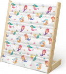 Laste raamaturiiul lastetuppa, laste riiul, v&auml;ike raamaturiiul 5 riiuli ja 3 taskuga, Montessori raamatute korraldaja, mis on valmistatud m&auml;nnist ja pol&uuml;esterkangast (v&auml;rviline merineitsi).