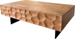 DELIFE Solu k&uuml;ljelaud Akaatsia Natural 120 x 70 cm 4 sahtlit Alus Ujuv metall Must 3D esiosa