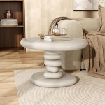 24/7 Shop at Home Kavren Kaasaegne ovaalne l&auml;ikiv k&uuml;ljelaud elutoa m&ouml;&ouml;bel v&auml;ikestesse ruumidesse, elevandiluu, 22"