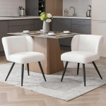 chairus Faux Fur Set of 2 s&ouml;&ouml;gitoa toolid, polsterdatud toolid k&ouml;&ouml;ki, k&auml;edeta k&ouml;&ouml;gitoolid koos seljatoega, aktsent toolid, s&ouml;&ouml;gituba, elutuba (valge)