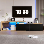 Liigutatava mooduliga TV-kapp, TV Lowboard LED-valgustusega, paindliku 2-in-1 disainiga TV-jalamu, individuaalselt kombineeritav, pikendatav kuni 2 m, maksimaalse hoiuruumi tagamiseks, naturaalne