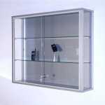 Wall Showcase (1000X200X800 mm Aluminium Profile, 2 Glass Shelves, Sliding Doors, Cylinder Lock