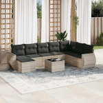 8-TLG. Garten-Sofagarnitur mit Kissen Schwarz Poly Rattan, PE-Rattan Garten Sofa Set als Gartenm&ouml;bel f&uuml;r Terrasse und Au&szlig;enbereich